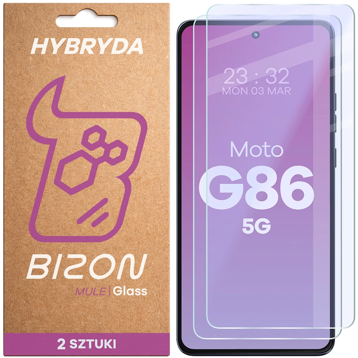 Szkło hybrydowe Bizon elastyczne Glass Mule Duo do Motorola Moto G86 5G 2 sztuki