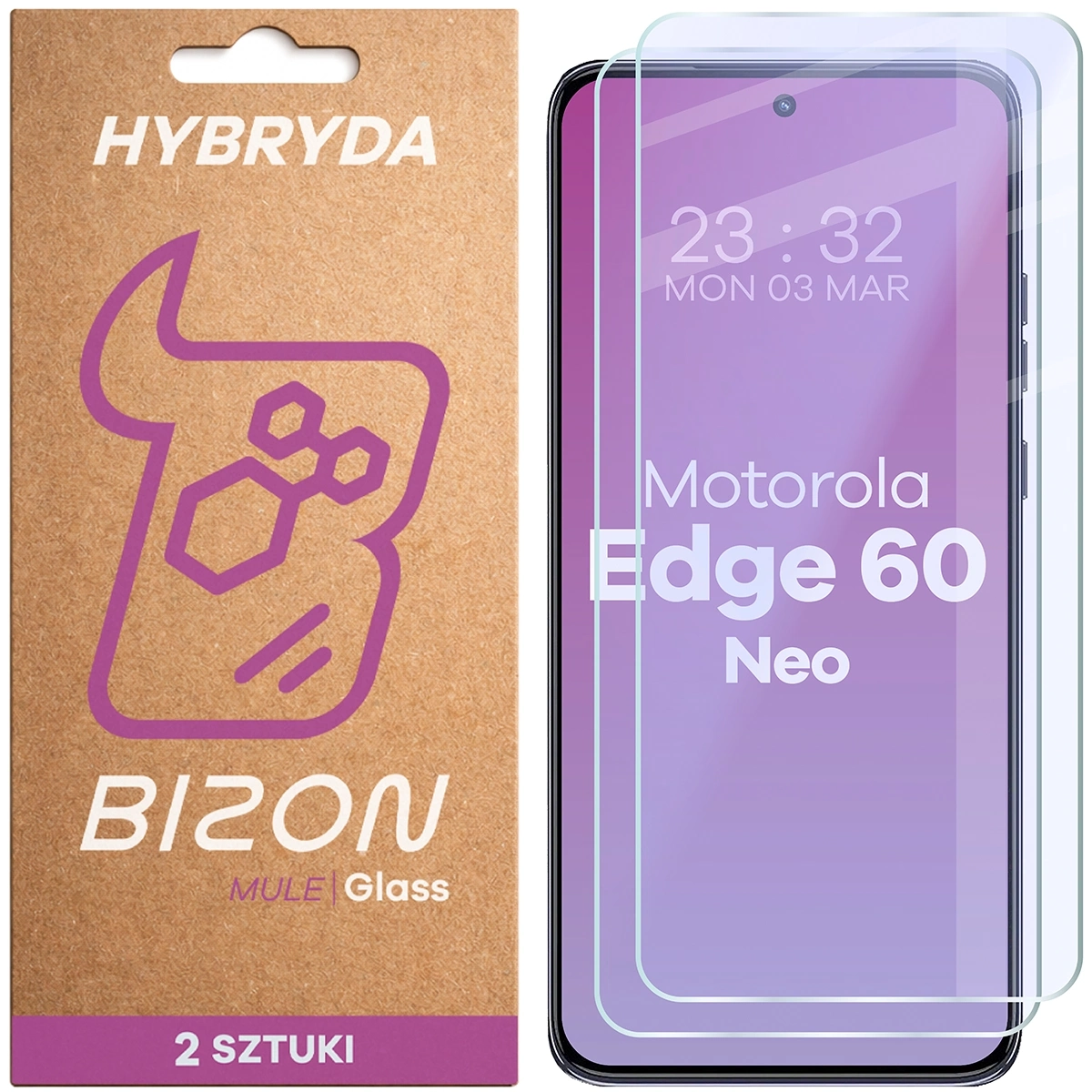 Szkło hybrydowe Bizon elastyczne Glass Mule Duo do Motorola Edge 60 Neo 2 sztuki