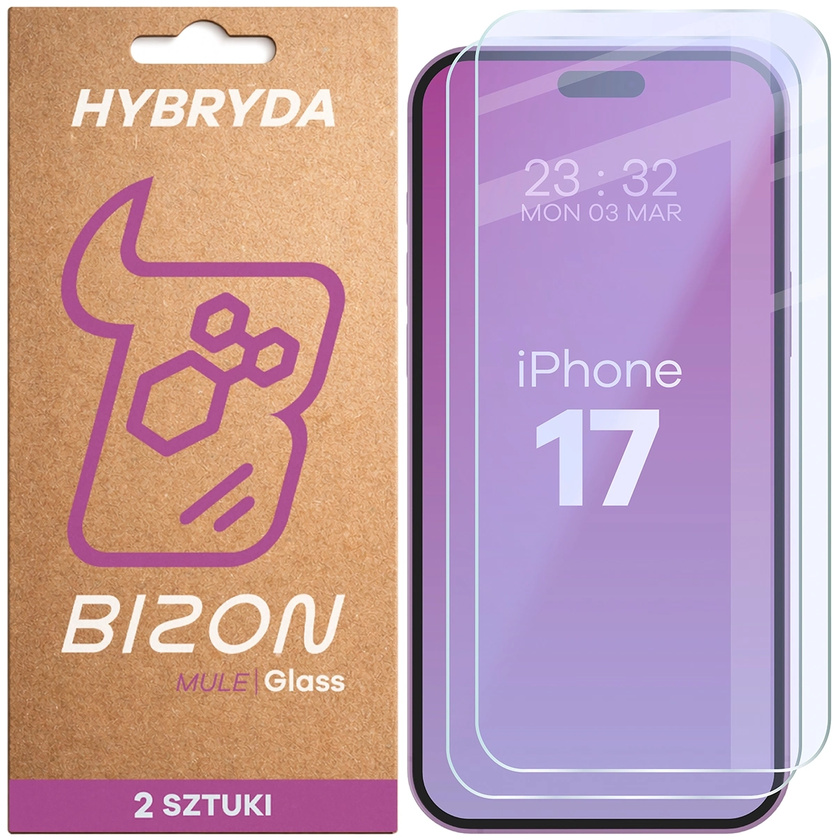 Szkło hybrydowe Bizon elastyczne Glass Mule Duo do iPhone 17 2 sztuki