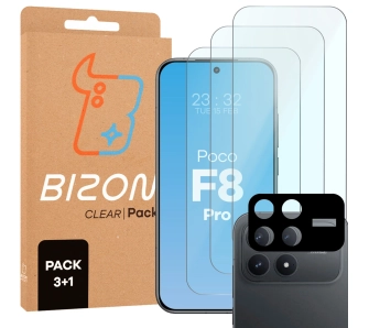 Folia hydrożelowa Bizon Szkło + szybka na aparat Glass Clear Pack do Xiaomi POCO F8 Pro 3 sztuki