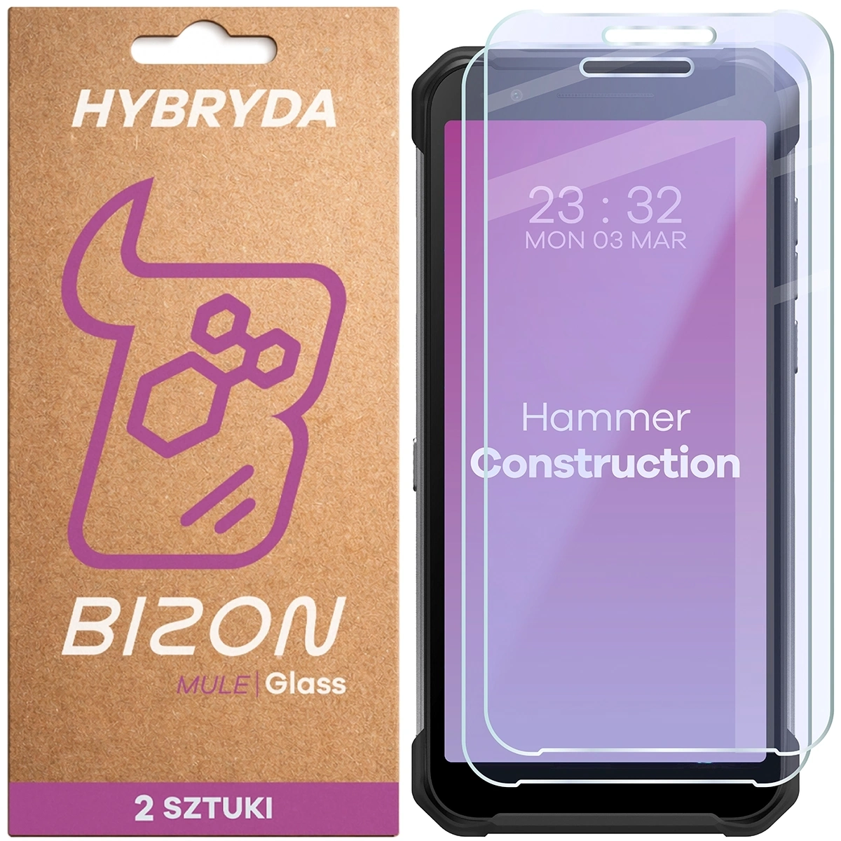 Szkło hybrydowe Bizon Glass Mule Duo do Hammer Construction 2 sztuki