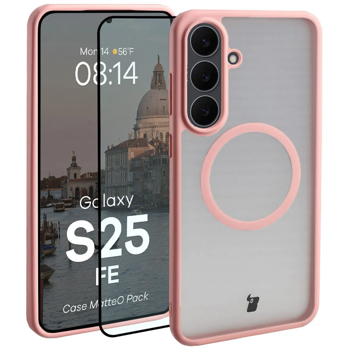 Szkło hartowane Bizon Case MatteO Pack do Galaxy S25 FE Jasnoróżowy