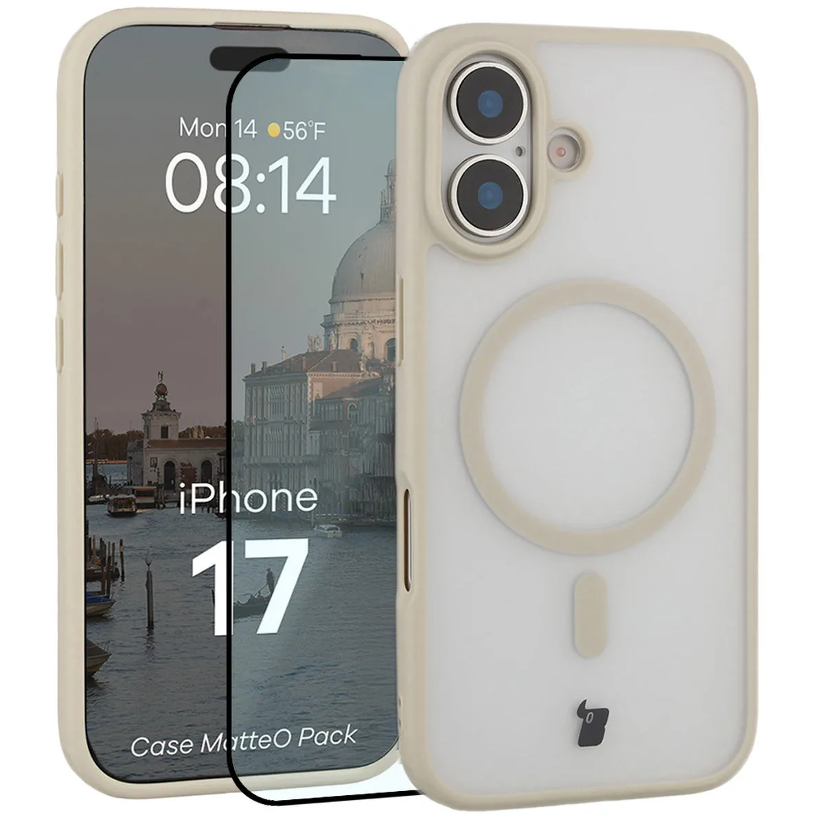 Szkło hartowane Bizon Case MatteO Pack do iPhone 17 Beżowy