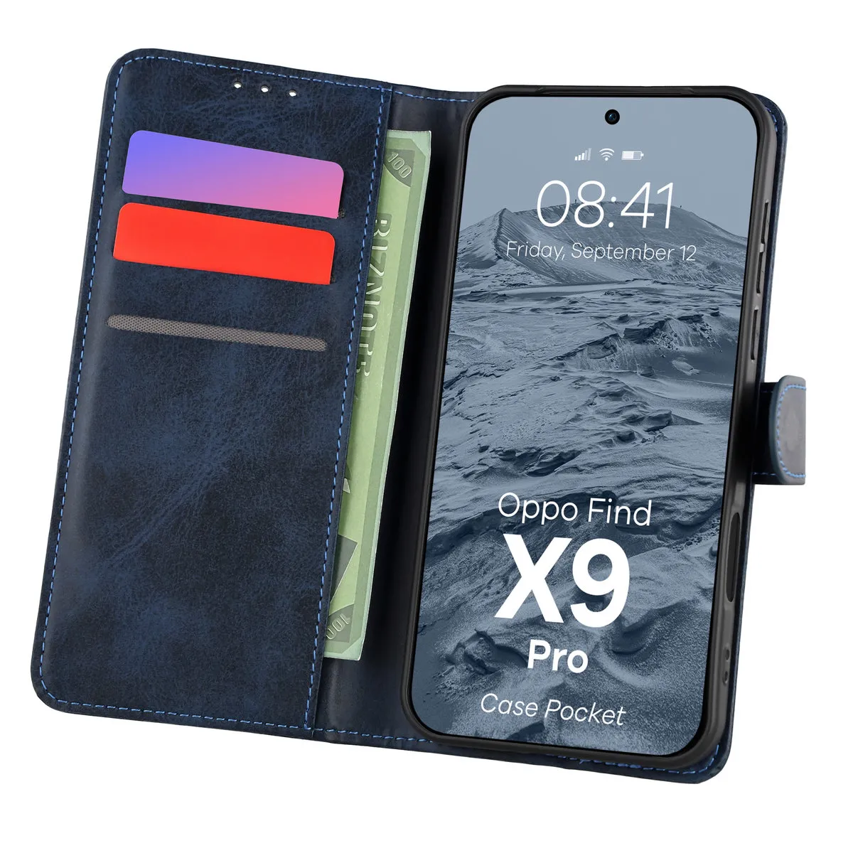 Etui Bizon Pocket do Oppo Find X9 Pro Granatowy