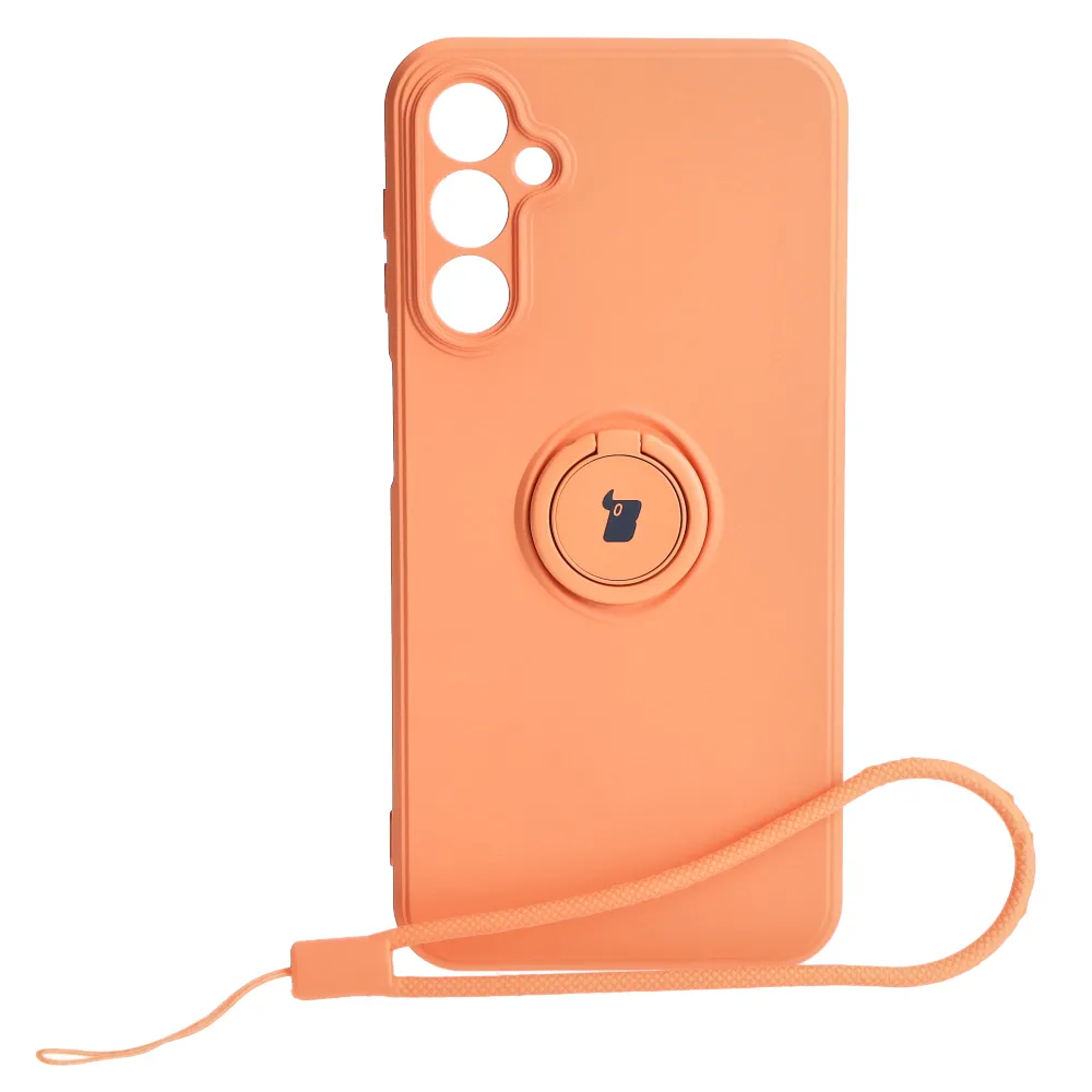 Etui Bizon Silicone Ring Sq do Galaxy A24 4G Pomarańczowy