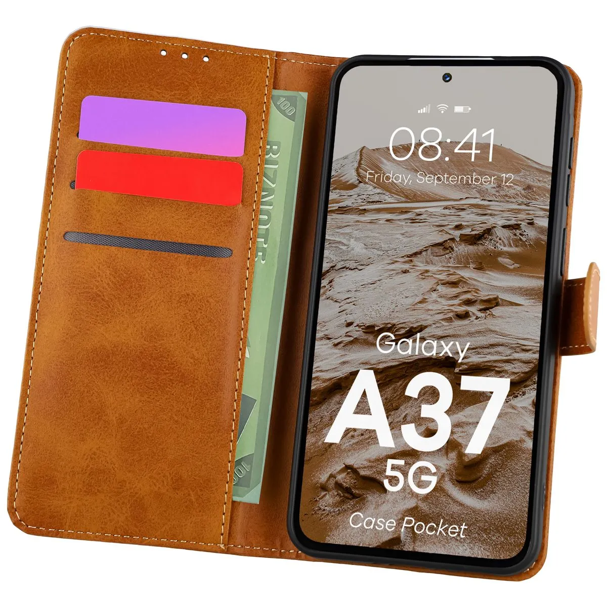 Etui Bizon Pocket do Galaxy A37 5G Brązowy