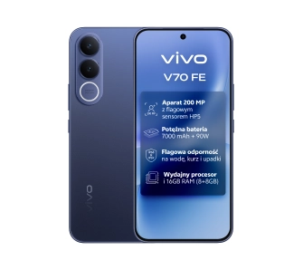 Smartfon vivo V70 FE 5G 8/256GB 6,83" 120Hz 200Mpix Granatowy