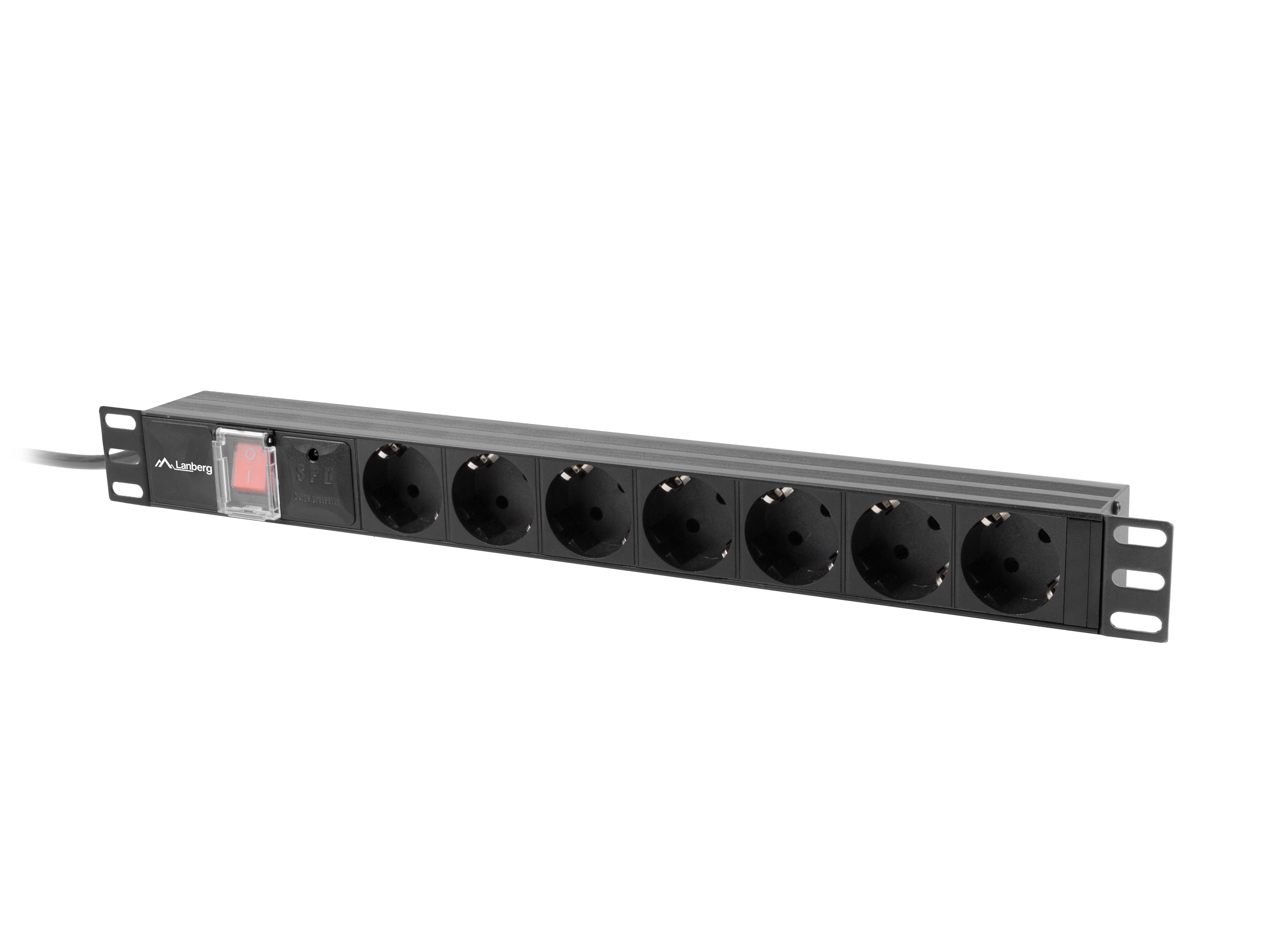 Listwa zasilająca Lanberg RACK PDU 19" 1U 16A 7x Schuko Czarny 2m