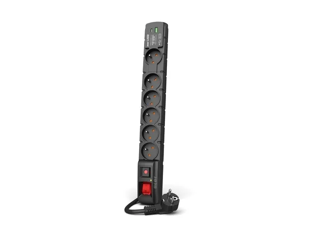 Listwa Acar S6 USB-A USB-C 6 gniazd 1,5m Czarny
