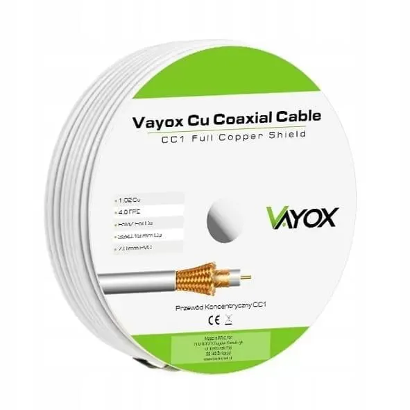 Kabel koncentryczny Vayox CC1-15 15m biały