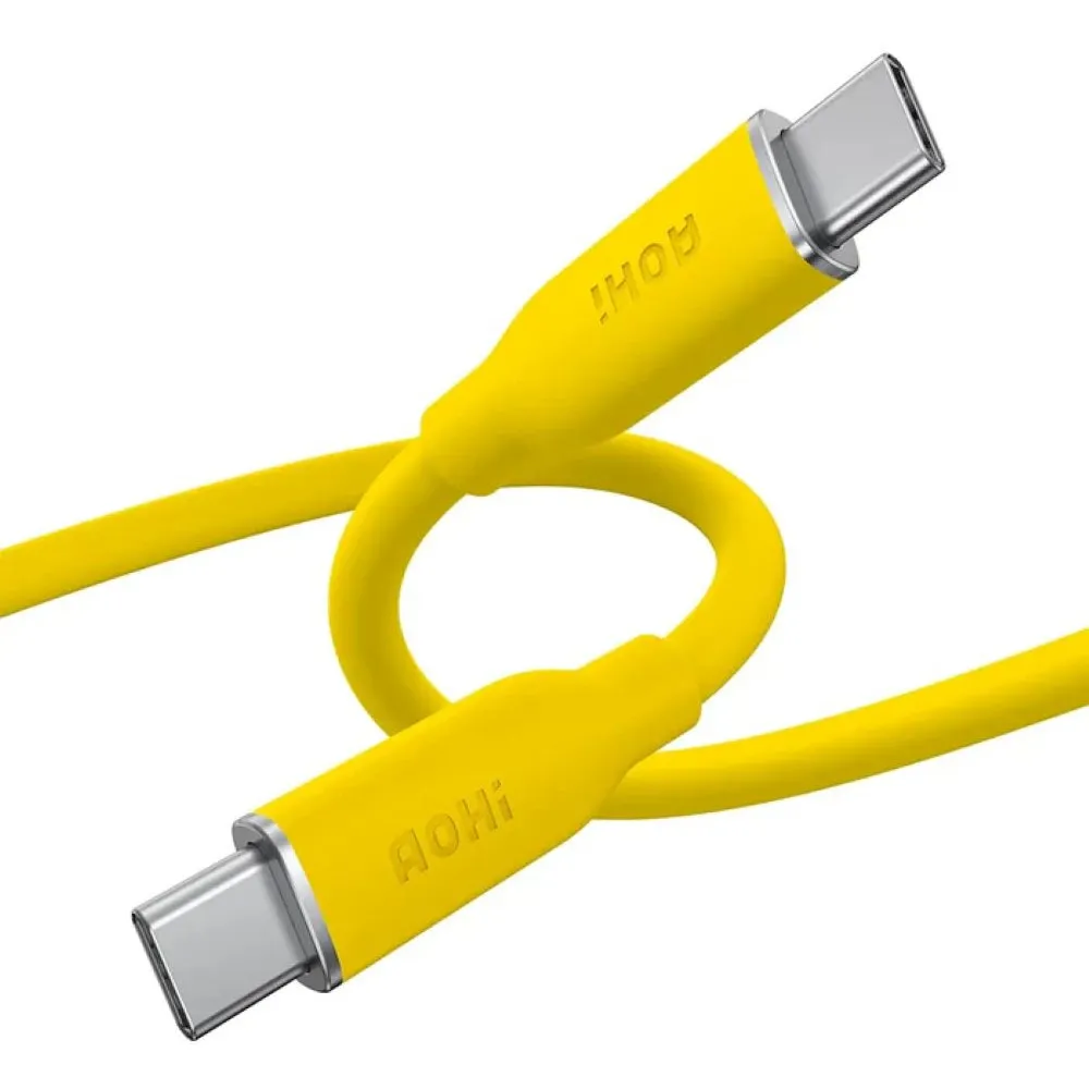 Kabel AOHI Magline Silky USB-C do USB-C 140W 1m Żółty