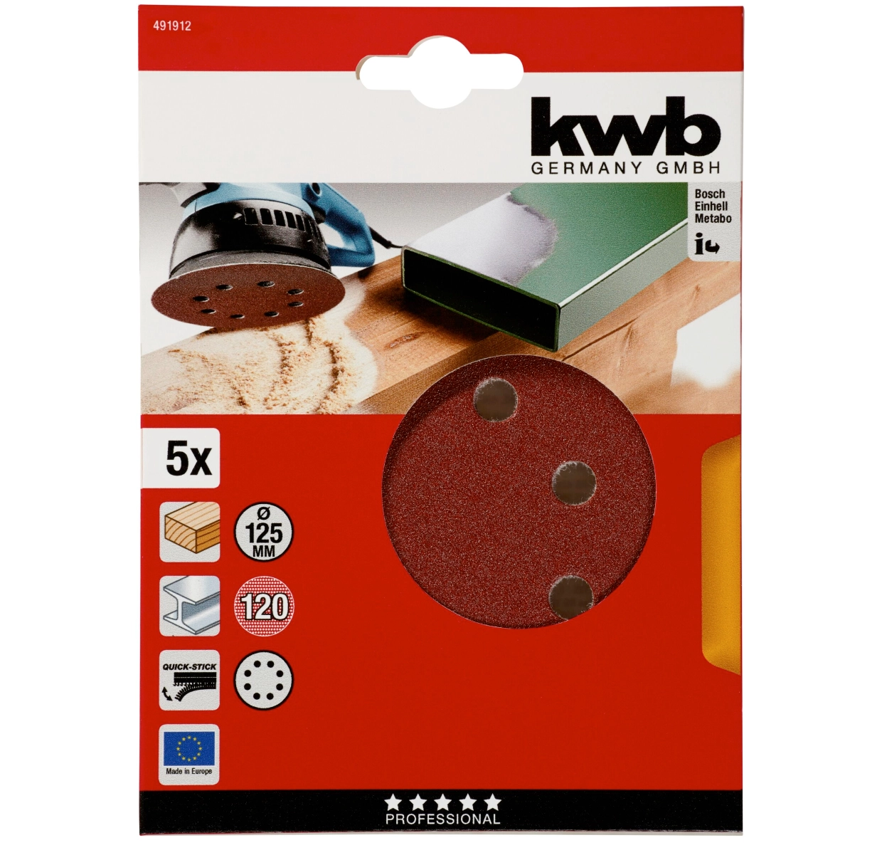 Papier ścierny Einhell 49491912 K-120 125mm 5 szt.