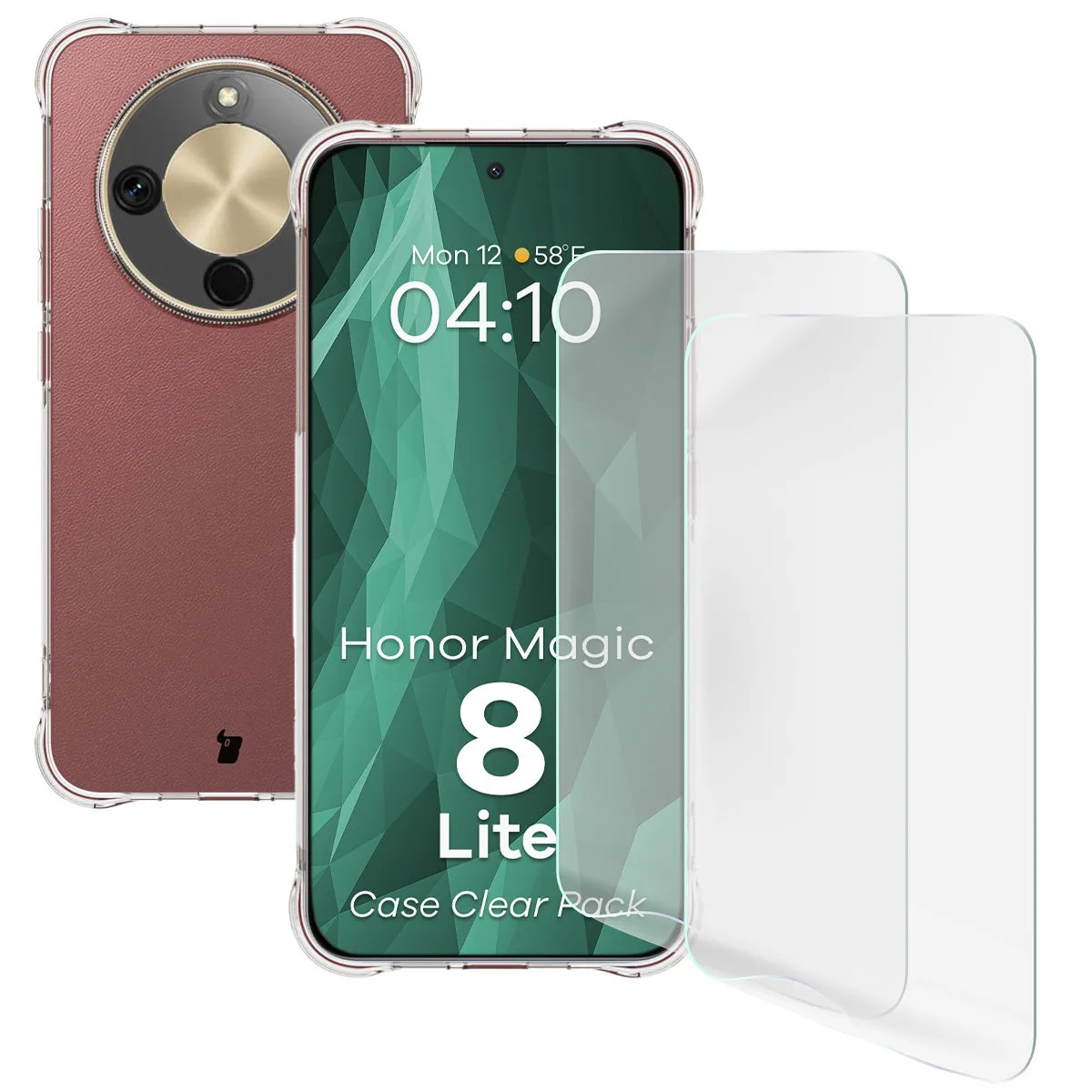 Szkło hartowane Bizon Case Clear Pack do Honor Magic8 Lite Przezroczysty