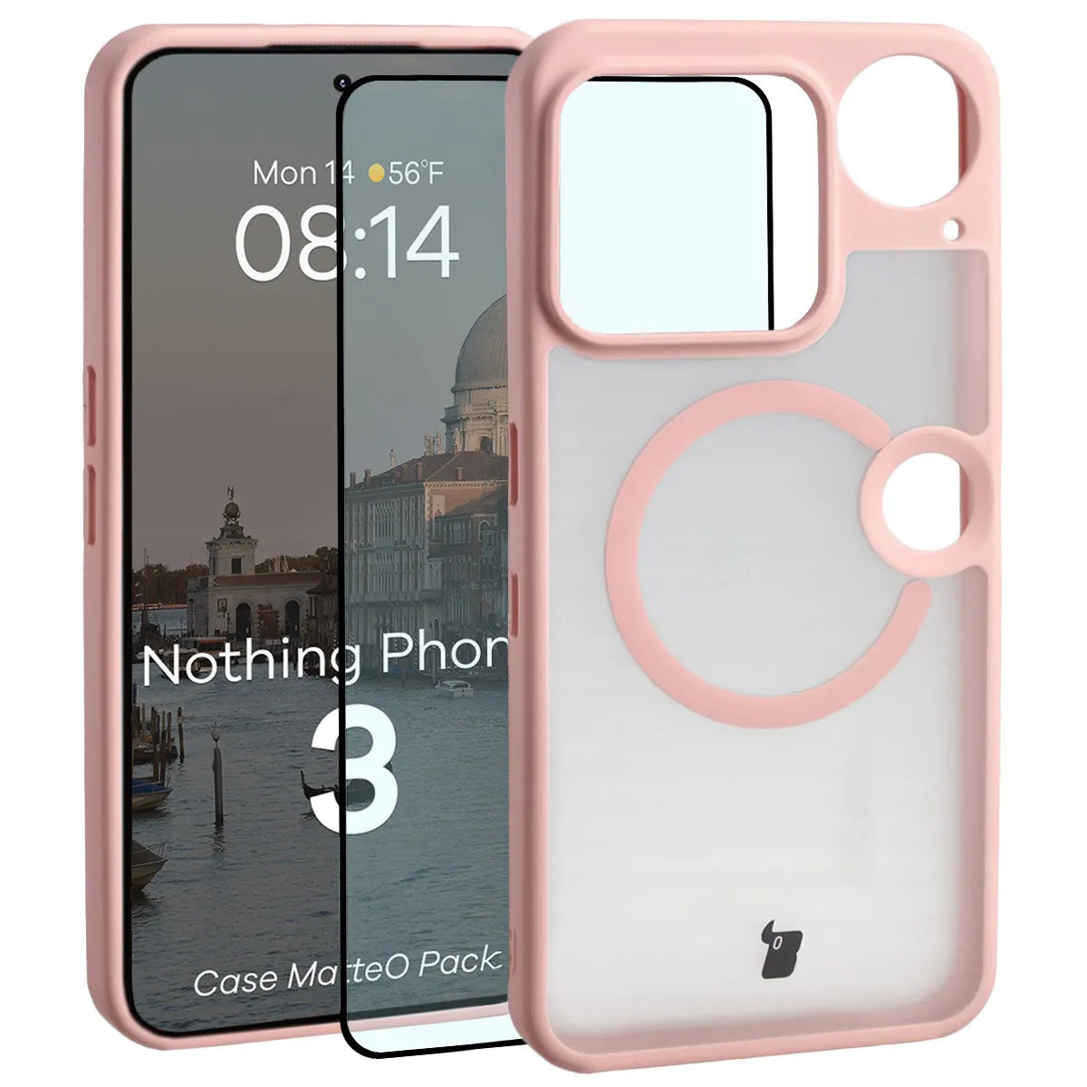 Szkło hartowane Bizon MatteO Pack do Nothing Phone 3 Jasnoróżowy