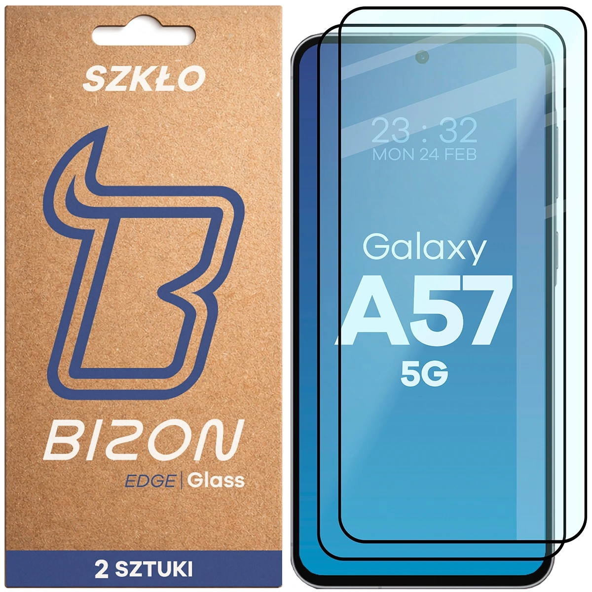 Szkło hartowane Bizon z ramką Glass Edge Duo do Galaxy A57 5G 2 sztuki