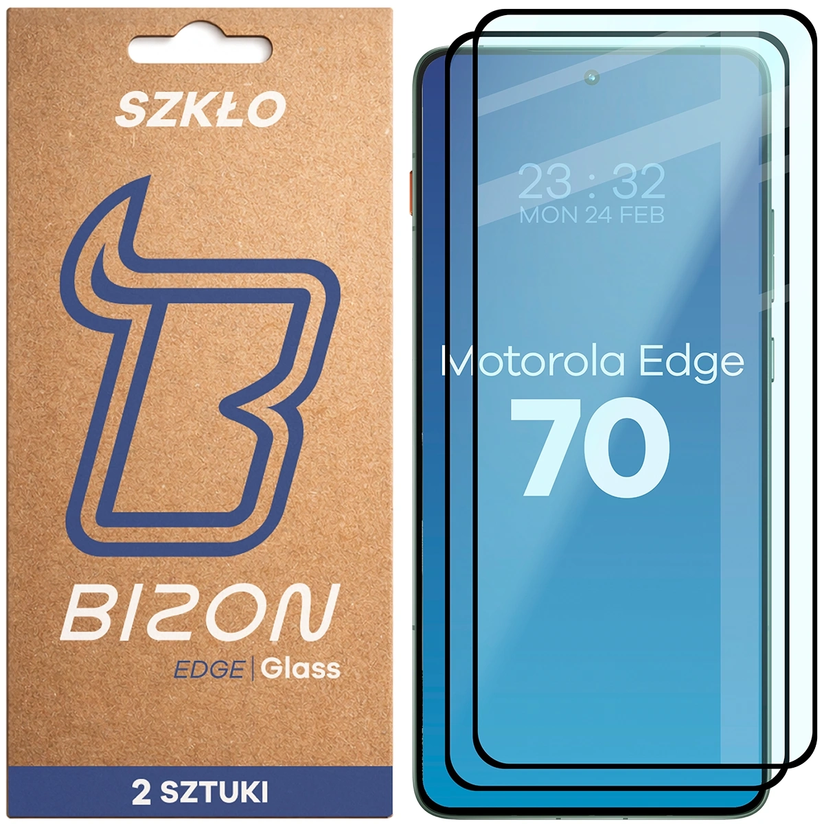Szkło hartowane Bizon z ramką Glass Edge Duo do Motorola Edge 70 2 sztuki