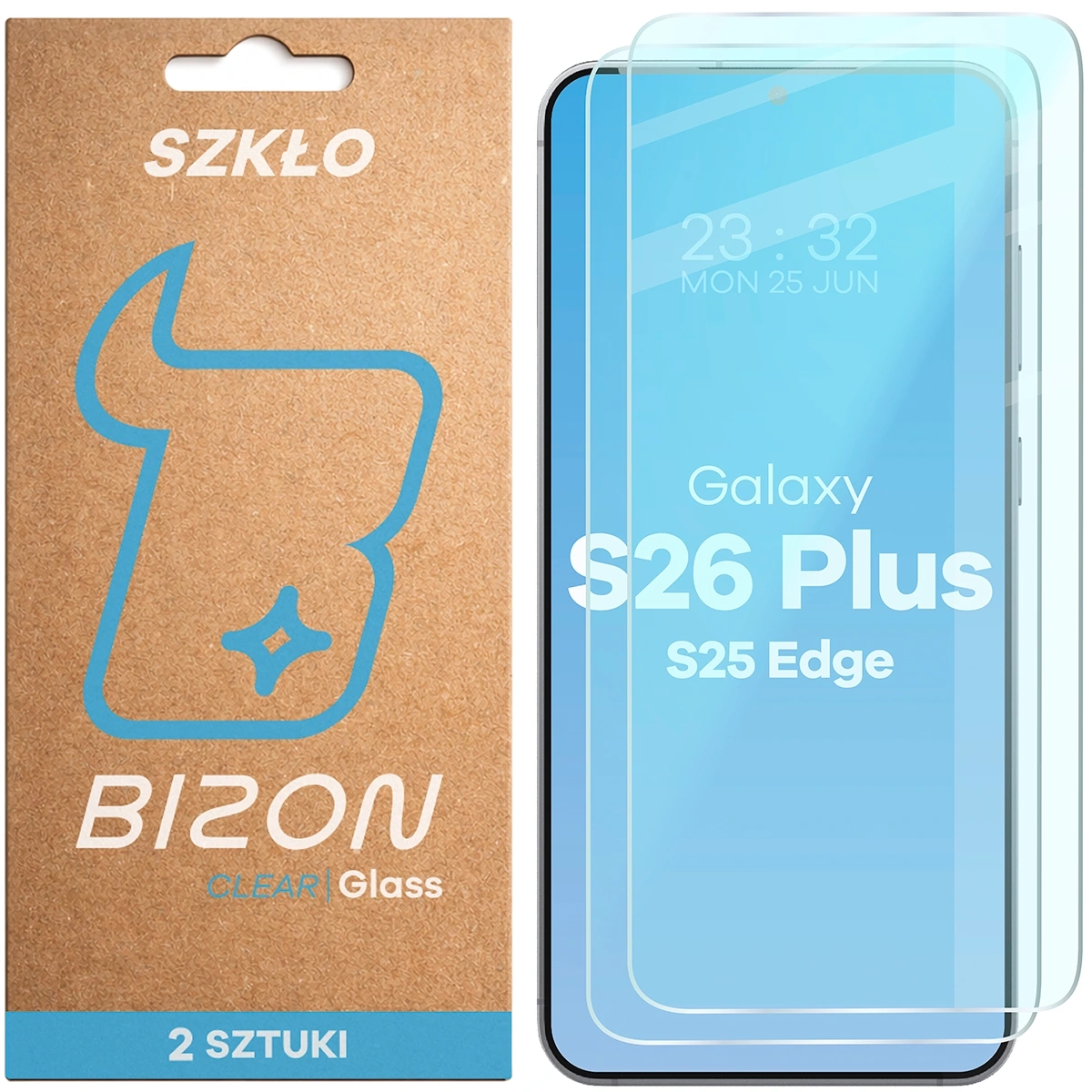 Szkło hartowane Bizon na ekran Glass Clear Duo do Galaxy S26 Plus / S25 Edge 2 sztuki