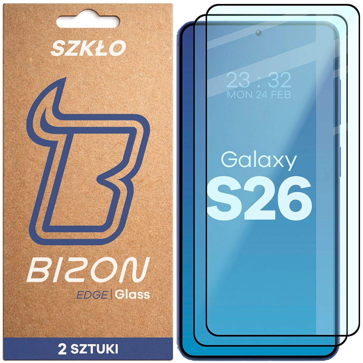 Szkło hartowane Bizon z ramką Glass Edge Duo do Galaxy S26 2 sztuki