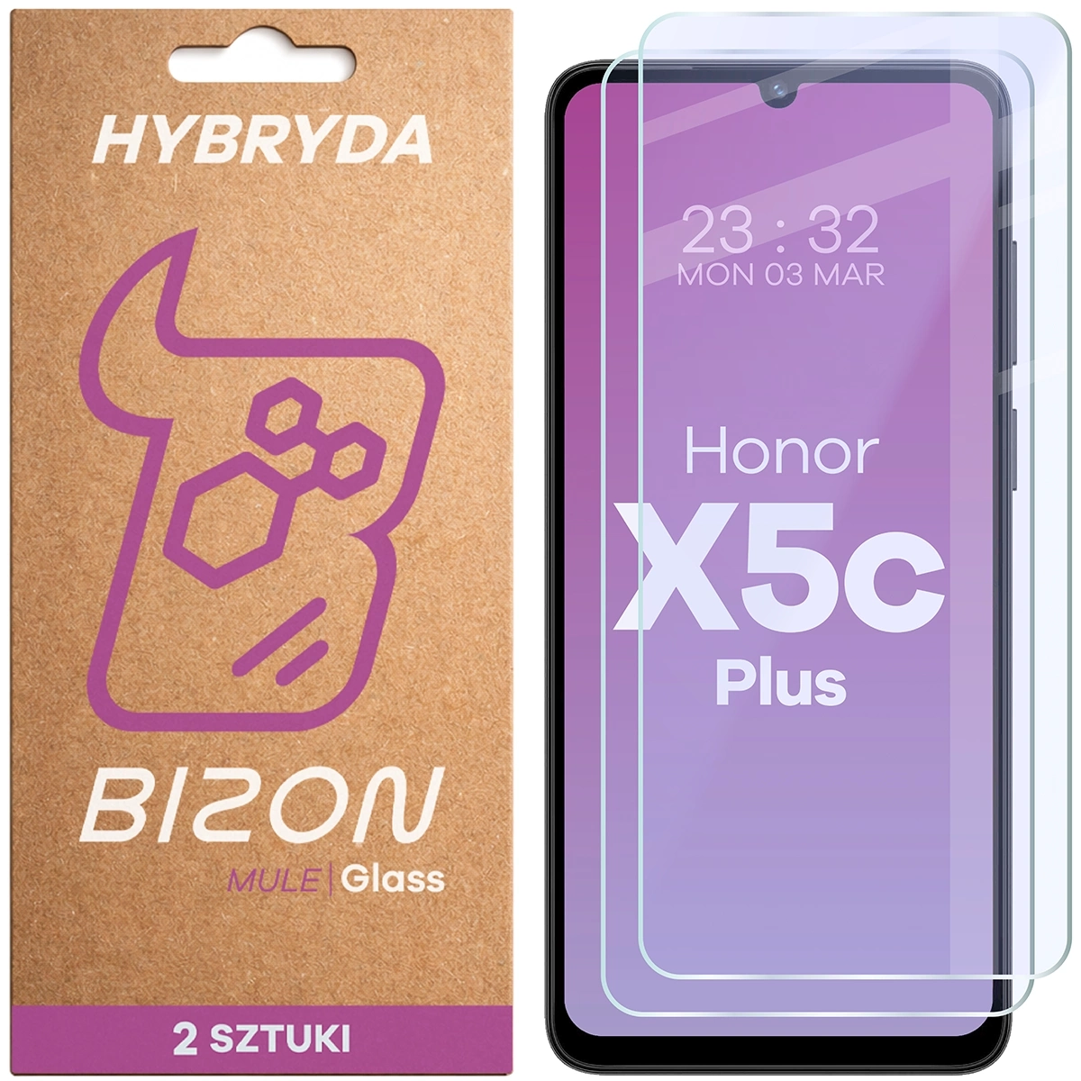 Szkło hybrydowe Bizon elastyczne Glass Mule Duo do Honor X5c Plus 2 sztuki