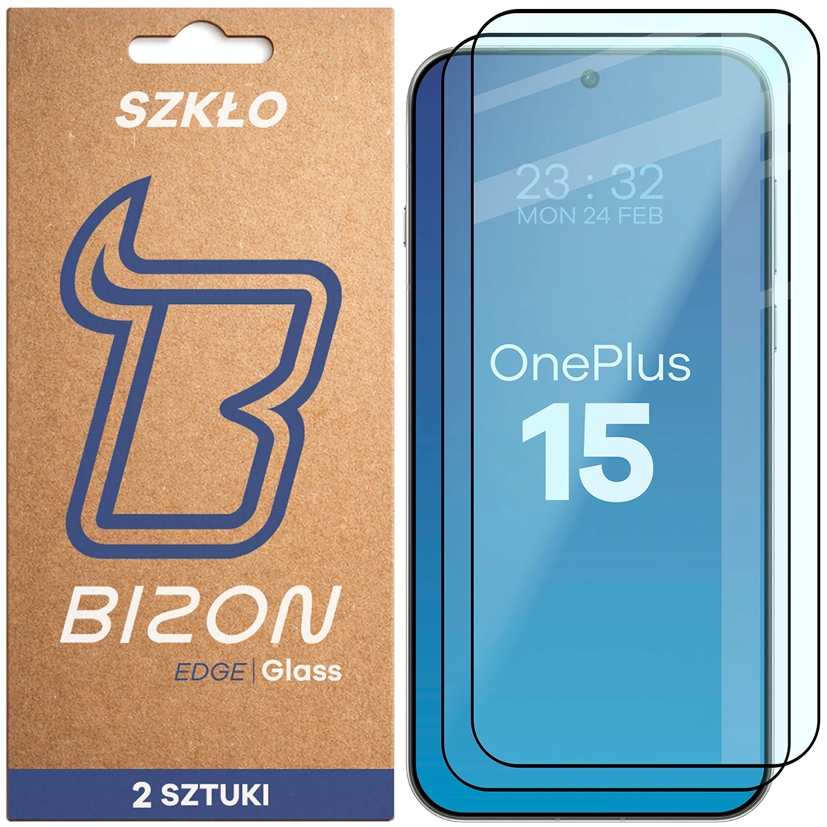 Szkło hartowane Bizon z ramką Glass Edge Duo do OnePlus 15 2 sztuki