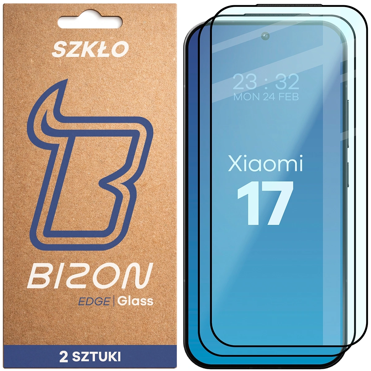 Szkło hartowane Bizon z ramką Glass Edge Duo do Xiaomi 17 2 sztuki