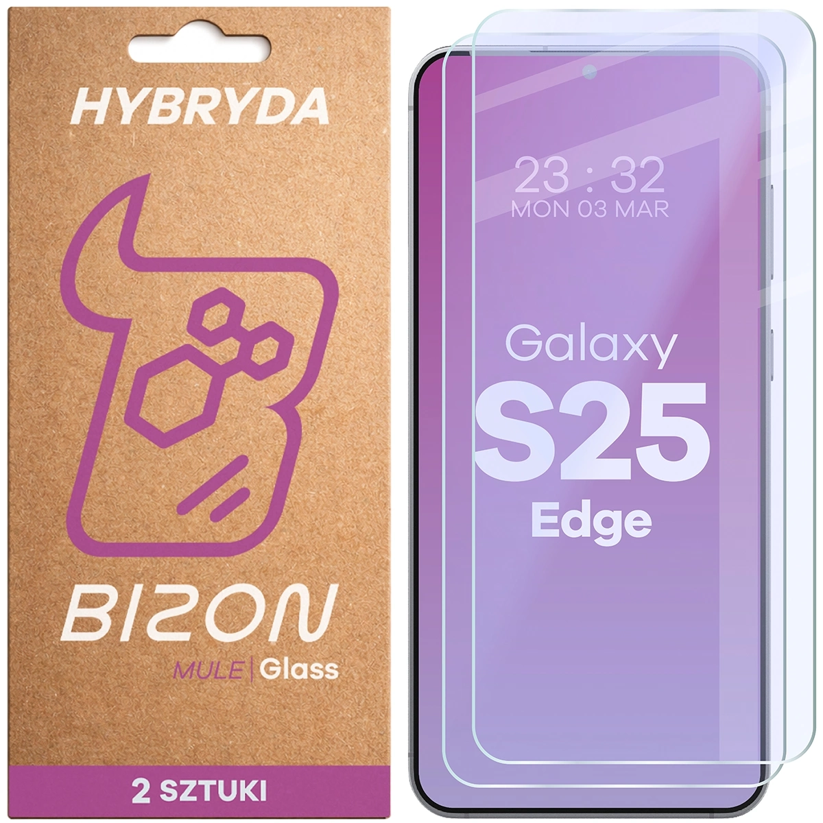Szkło hybrydowe Bizon elastyczne Glass Mule Duo do Galaxy S25 Edge 2 sztuki
