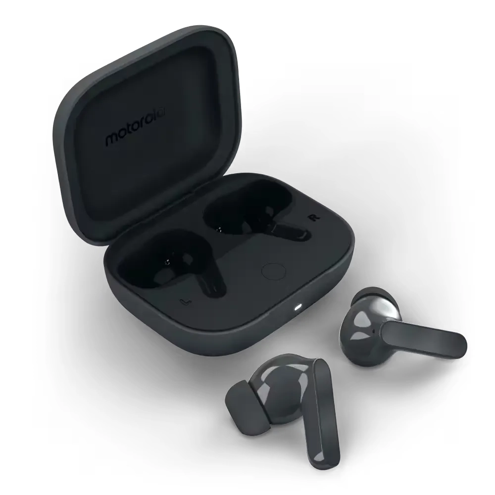 Słuchawki bezprzewodowe Motorola Moto Buds Bass Dark Shadow Dokanałowe Bluetooth 5.3 Czarny