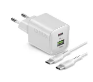 SBS Mini GaN PD USB-C USB-A 30W Biały + kabel 1,5m USB-C