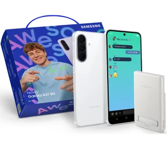 Zestaw smartfon Samsung Galaxy A37 5G 8/256GB 6,7" 120Hz 50Mpix Biały + Powerbank Samsung Qi2 Magnet 5000mAh + Opakowanie prezentowe