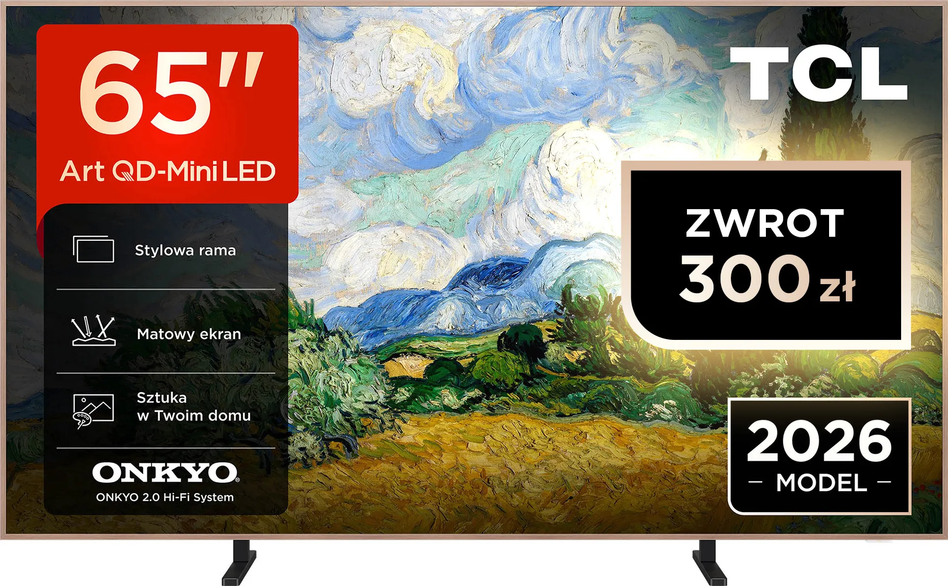 Telewizor TCL NXTVision 65A400 Pro 65" QD-Mini LED 4K 144Hz Google TV Funkcje AI Dolby Vision Dolby Atmos DTS-X HDMI 2.1 DVB-T2