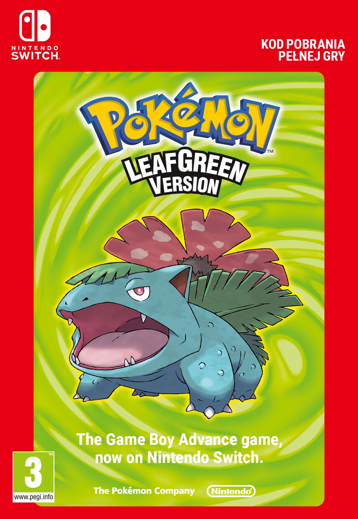 Pokemon LeafGreen Version Gra na Nintendo Switch [Bon Aktywacyjny]