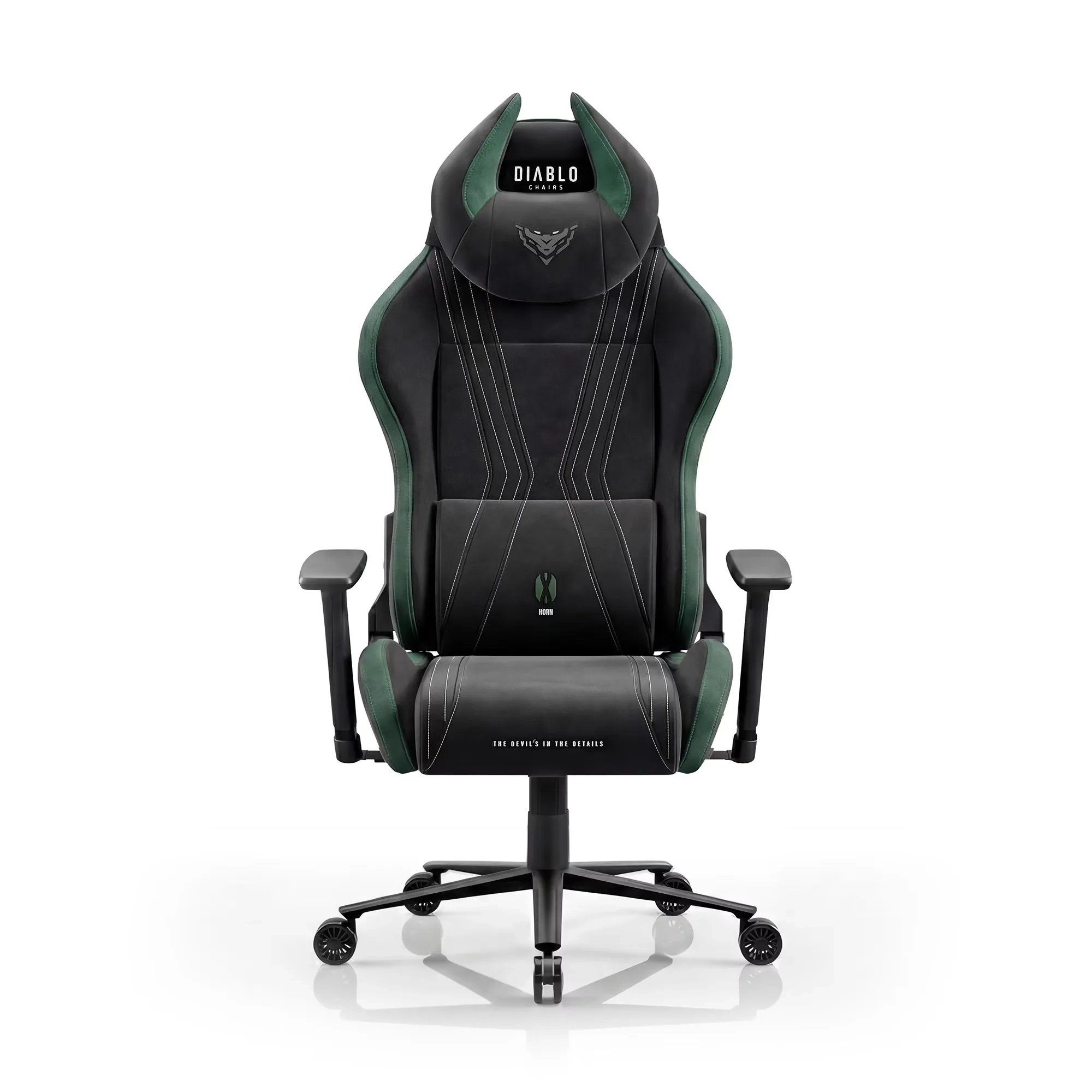 Fotel Diablo Chairs X-Horn 2.0 Normal Size Forest Green Gamingowy do 140kg Tkanina Czarno-Zielony