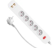 Duwi SQUALL 2x USB-A 2x USB-C 5 gniazd 1,4m Biały