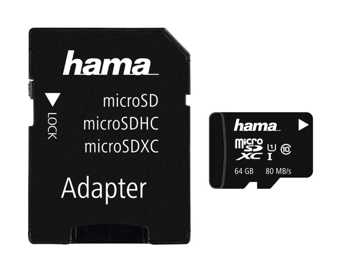 Karta pamięci Hama microSDXC 64GB Class 10 UHS-I 80MB/s + Adapter SD