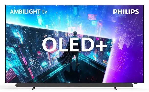 Telewizor Philips OLED+ 55OLED911/12 55" WOLED 4K 165Hz TitanOS Funkcje AI Ambilight Dolby Vision Dolby Atmos Dźwięk B&W HDMI 2.1
