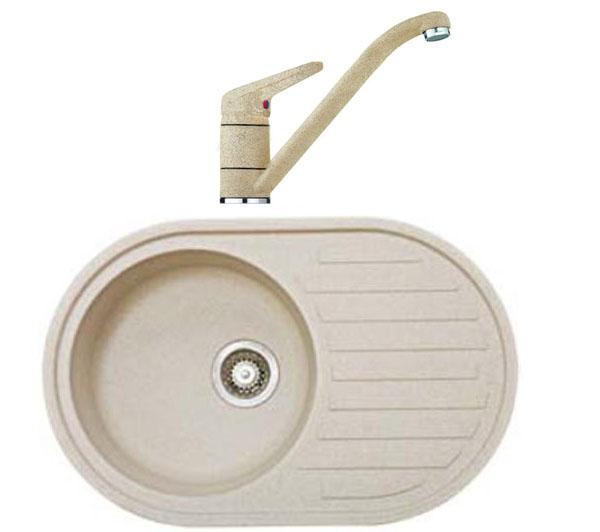 Zlewozmywak Franke Pamira ROG 611 (beżowy) + bateria Bahia (beżowy)