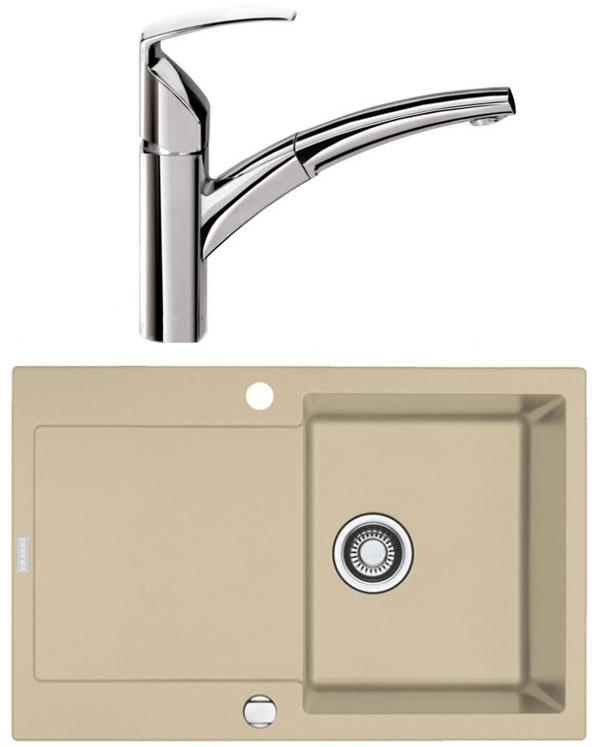 Zlewozmywak Franke Maris MRG 611 (beżowy) + bateria Aquario (chrom)