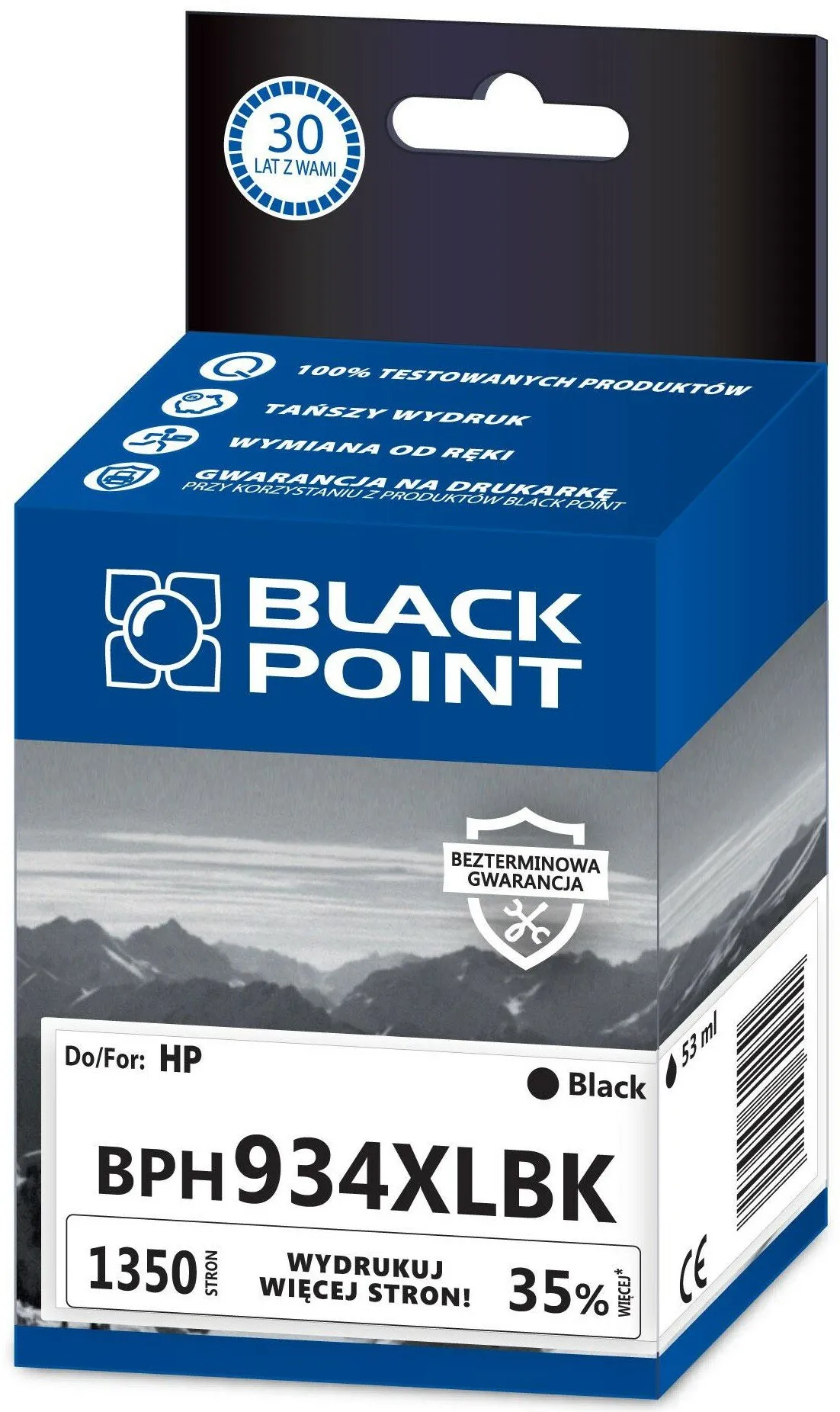 Tusz Black Point BPH934XLBK (zamiennik C2P23AE nr 934XL) Czarny 53 ml