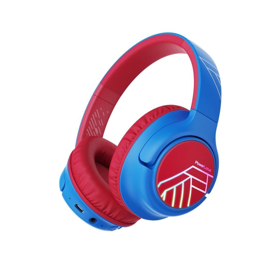 Słuchawki bezprzewodowe PowerLocus Bobo  Nauszne Dla Dzieci Bluetooth 5.3 Niebiesko-czerwony