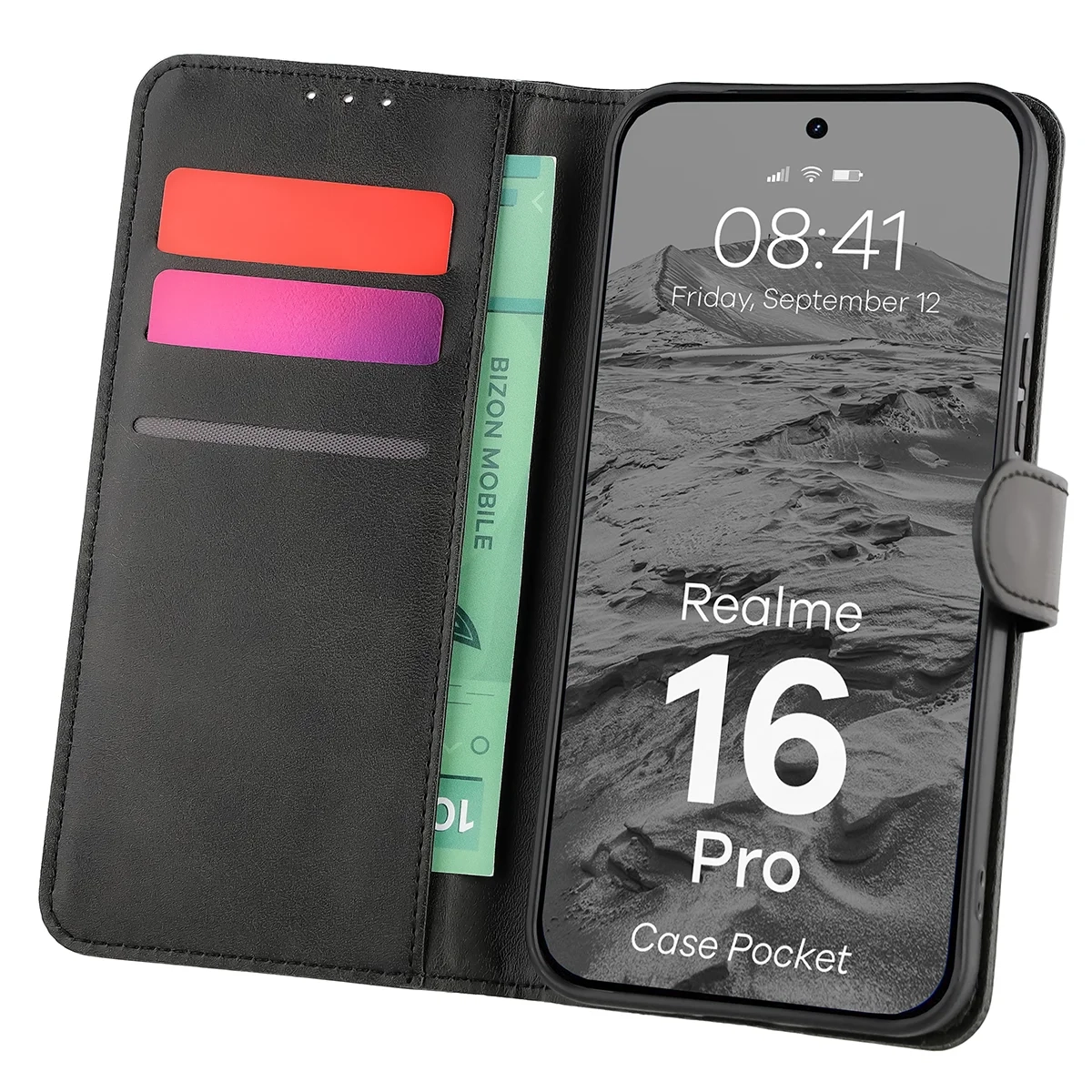 Etui Bizon Case Pocket do Realme 16 Pro 5G Czarny