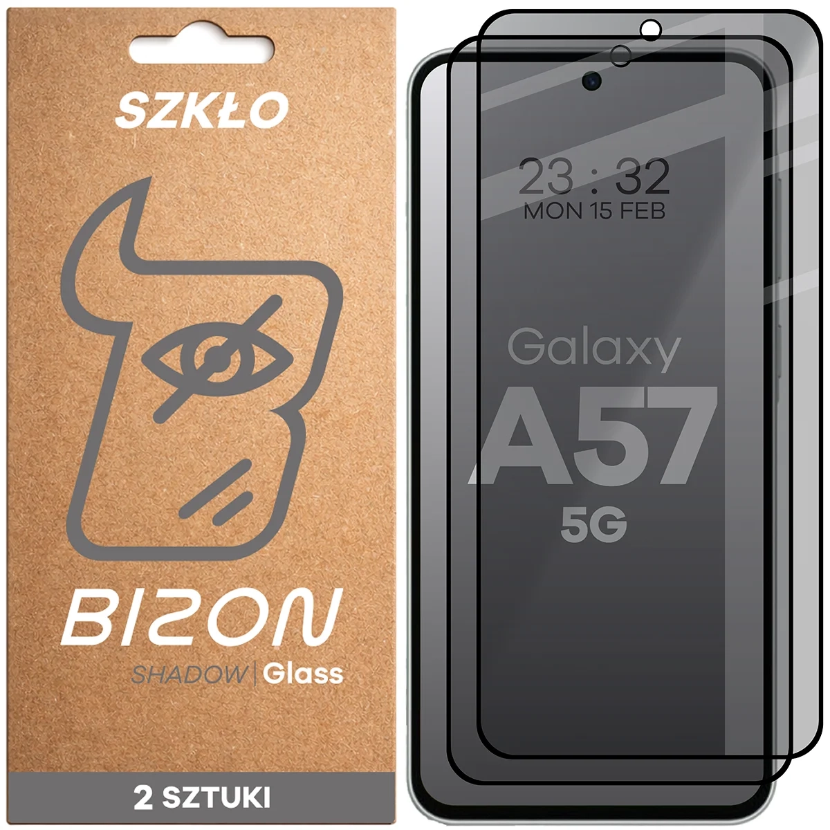 Szkło hartowane Bizon prywatyzujące z ramką Glass Edge Shadow Duo do Galaxy A57 5G 2 sztuki