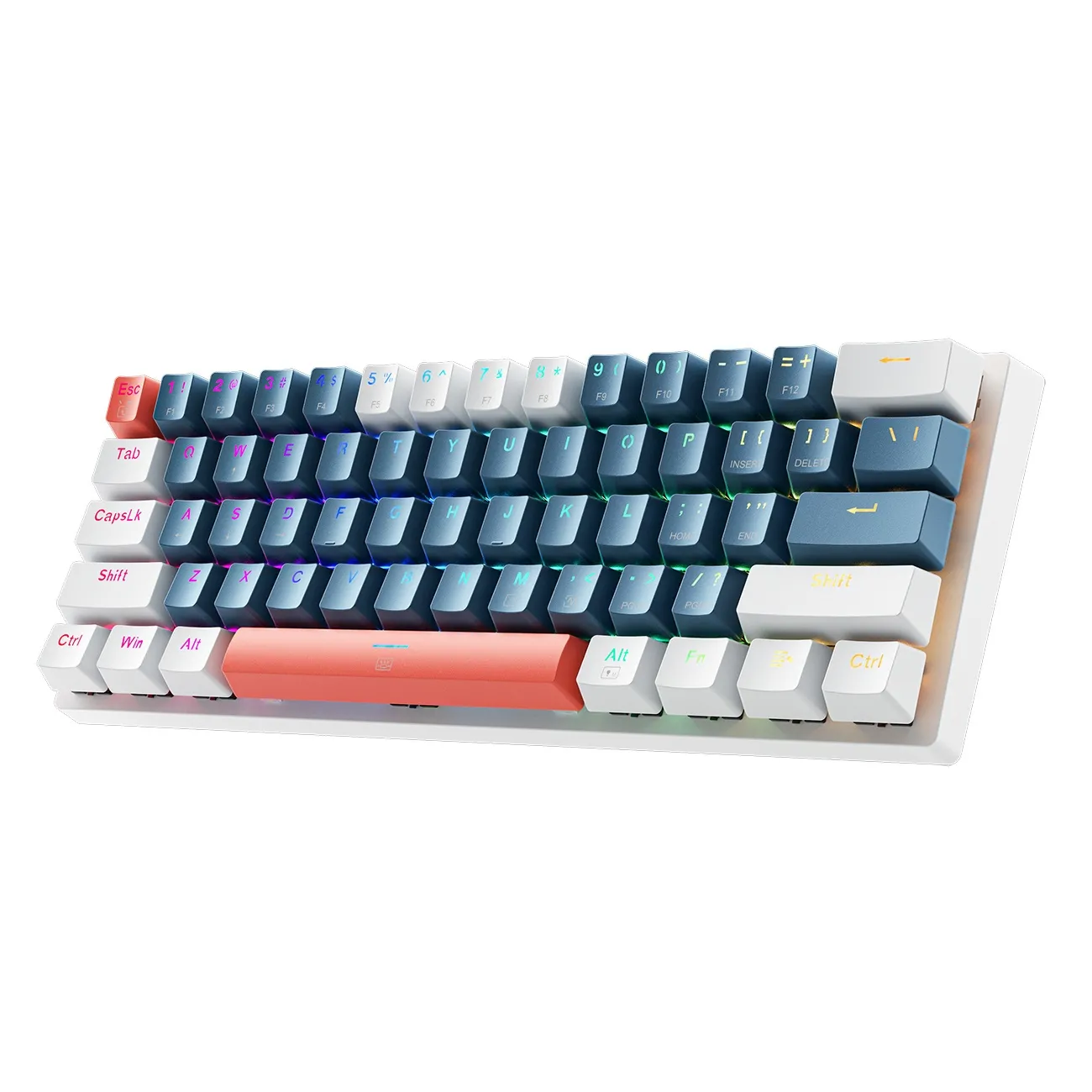 Klawiatura mechaniczna Machenike K500-B61 Gamingowa Przewodowa Brown Switch Niebiesko-biała