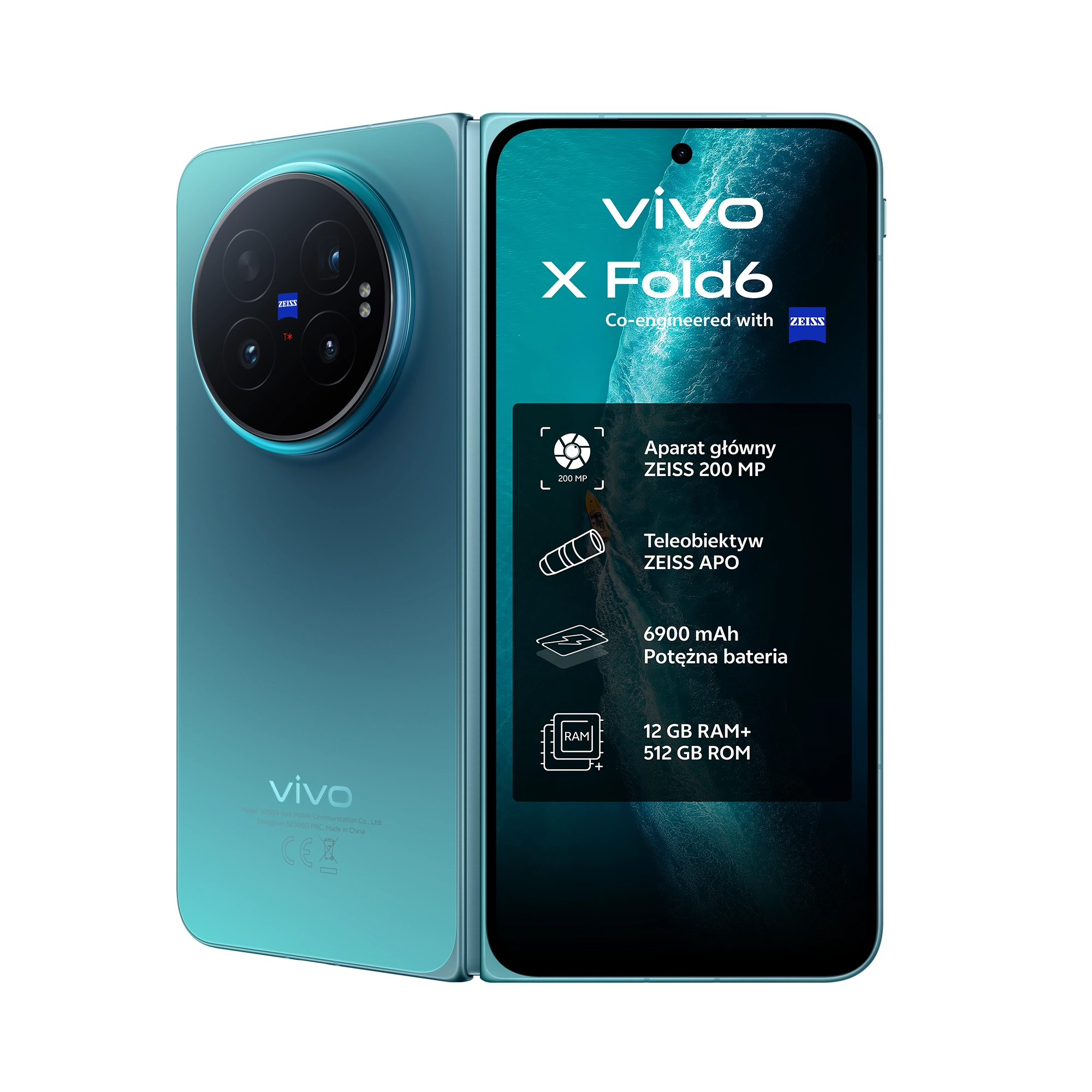Smartfon vivo X Fold6 12/512GB Funkcje AI 8,02/6,51" 200Mpix Niebieski