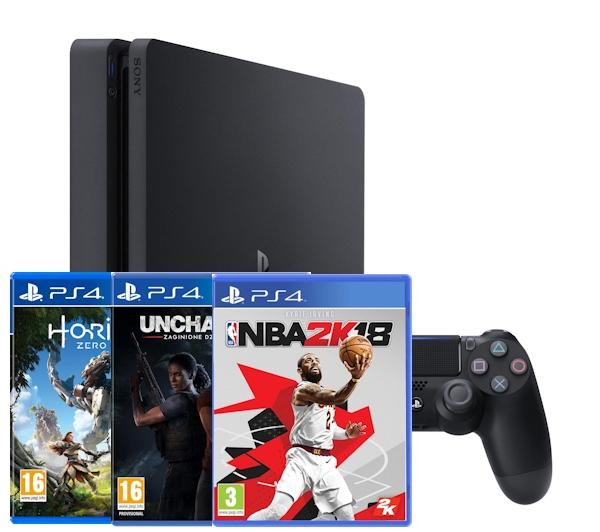 Konsola Sony PlayStation 4 Slim 1TB + Horizon Zero Dawn + Uncharted: Zaginione Dziedzictwo + NBA 2K18