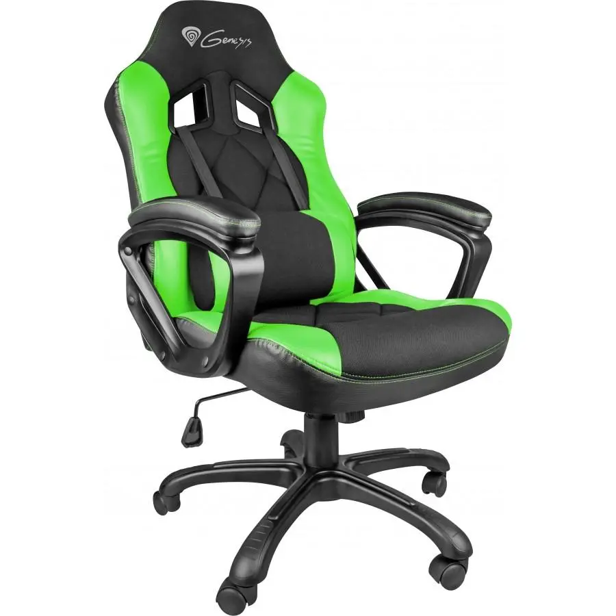 Fotel Genesis Nitro 330 Gamingowy do 120kg Skóra ECO Tkanina Czarno-zielony