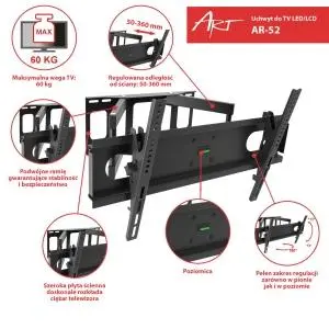 Uchwyt ART AR-52 od 30" do 70" Max 60kg