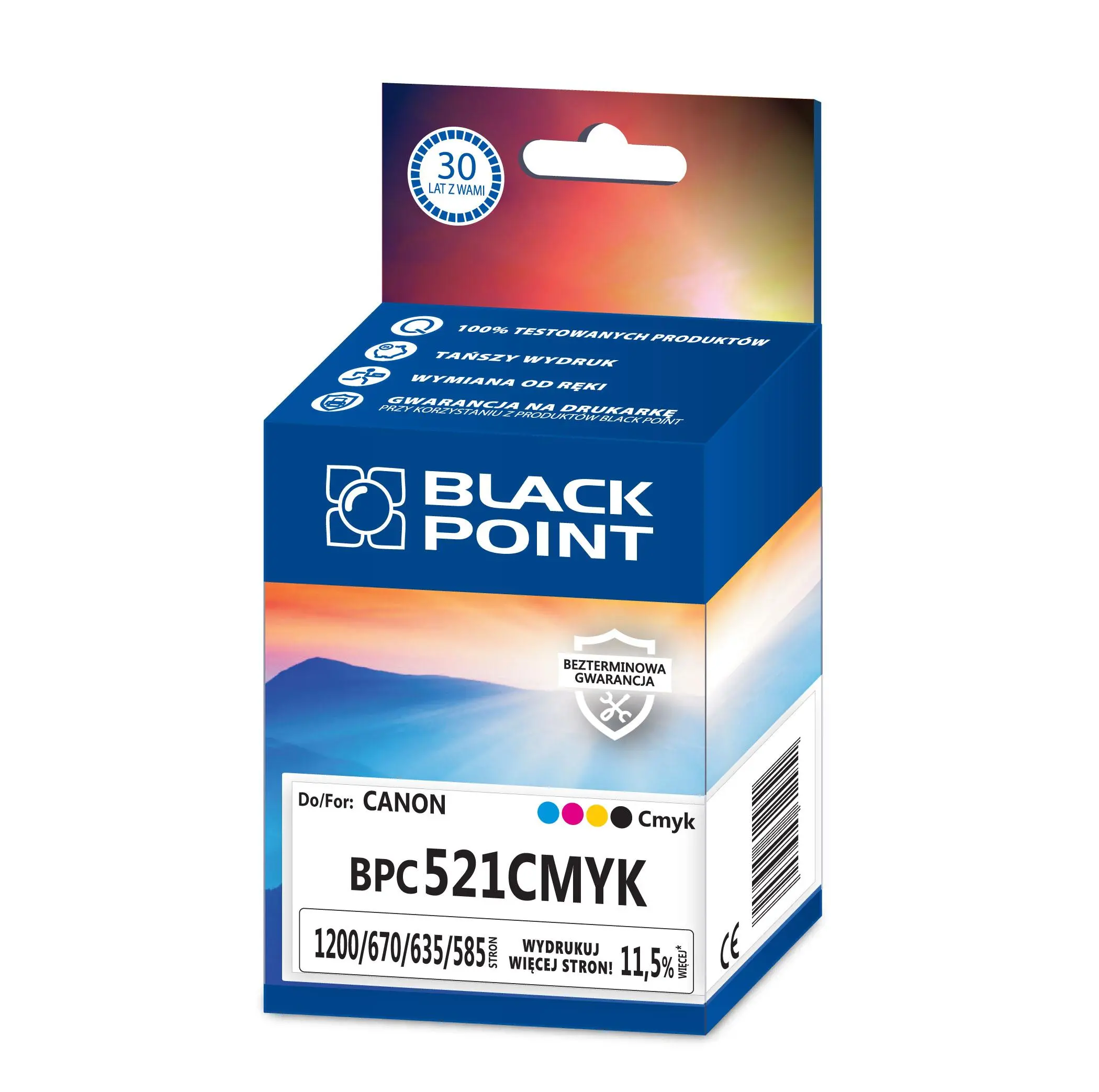 Tusz Black Point BPC521CMYK (zamiennik CLI-521C/M/Y/K) Kolor 24 ml