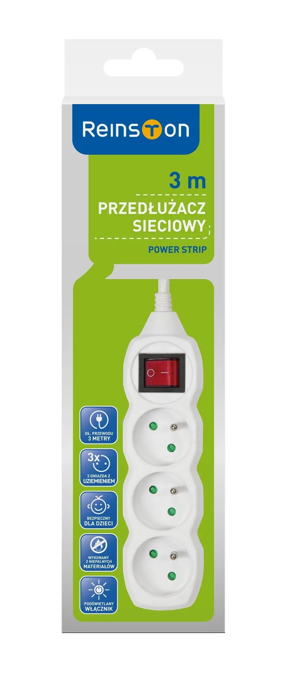 Przedłużacz Reinston EPR006 3 gniazda 3m Biały