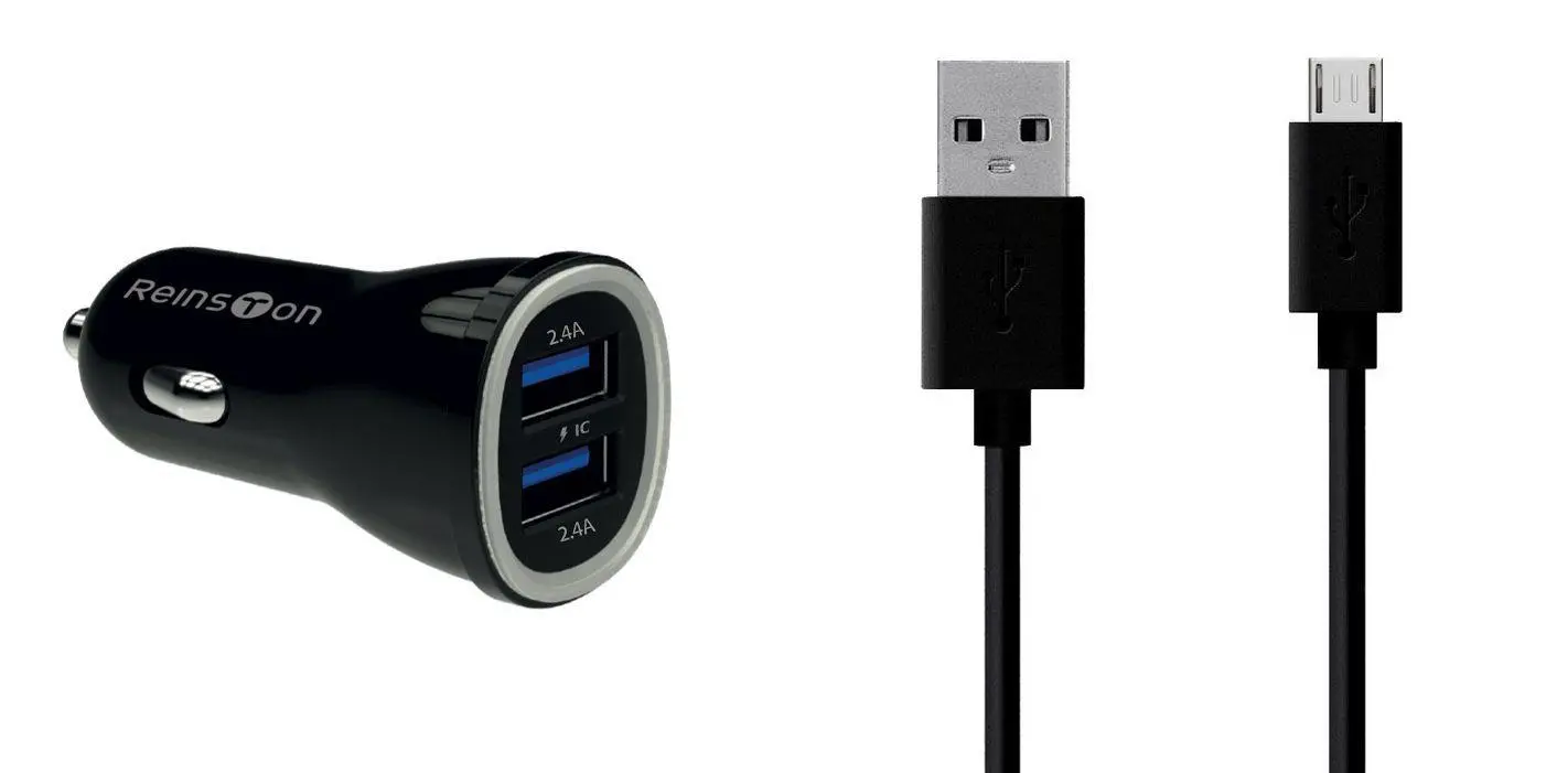 Ładowarka samochodowa Reinston ELSA06 kabel microUSB Czarny