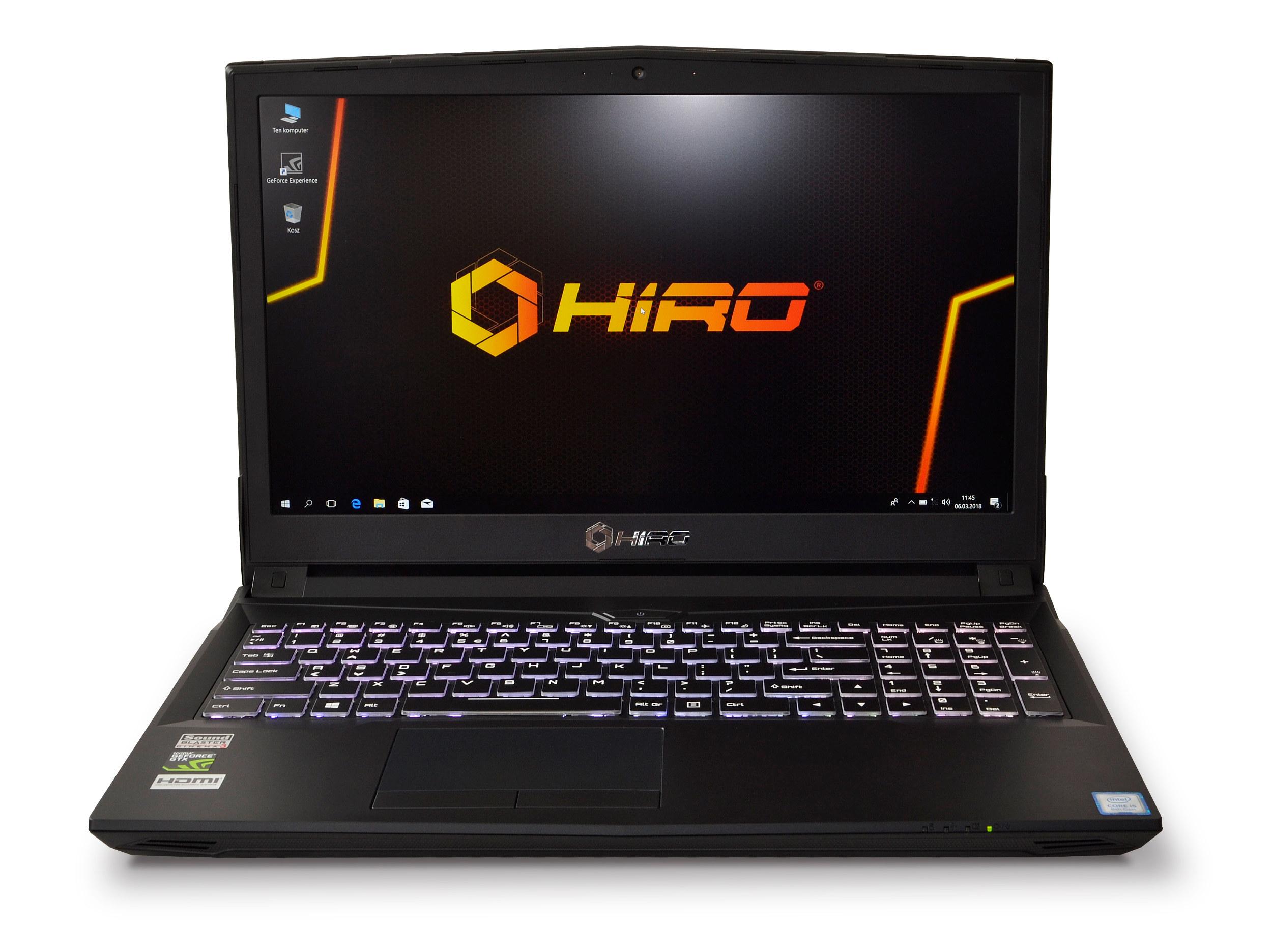 HIRO 957 H48 15,6" Intel® Core™ i7-8700 16GB RAM  500GB + 250GB Dysk SSD  GTX1060 Grafika